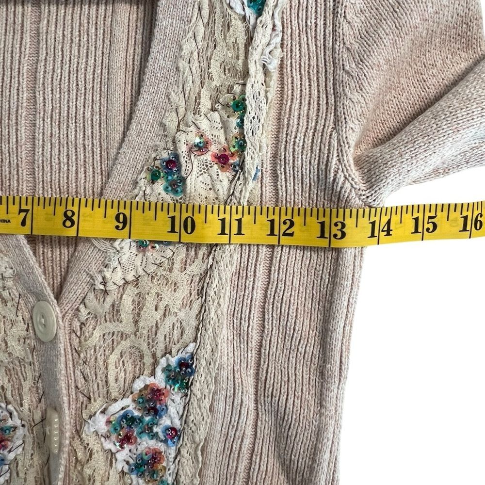 Free People silk cotton Cream Floral Embroidered V-Neck Cardigan - Picture 5 of 8
